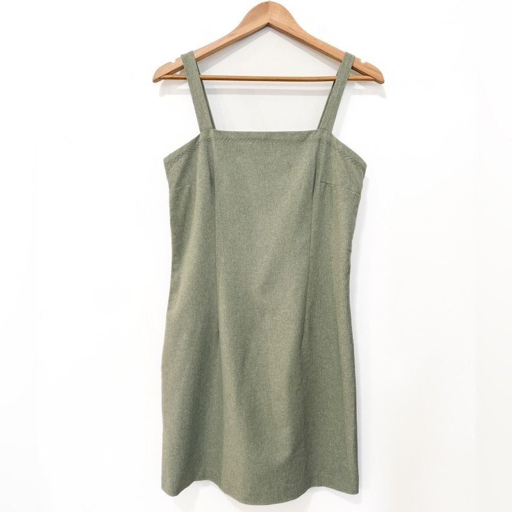 097 Vintage SCARLET Spring Sage Green Square Neck Dress (fits 6/8)